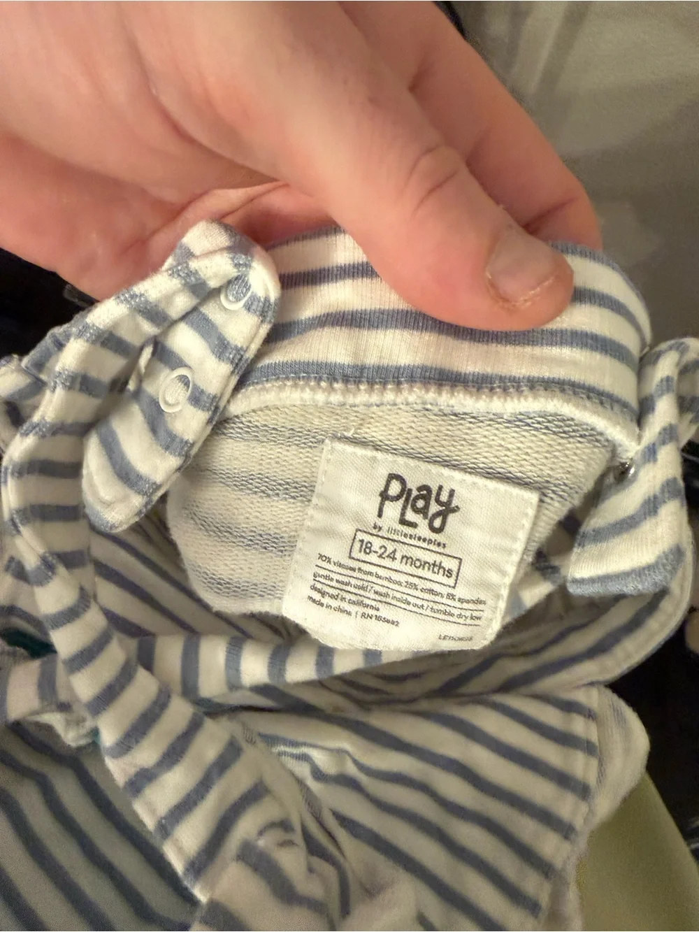 Little Sleepies White and Blue Striped Kids Romper
